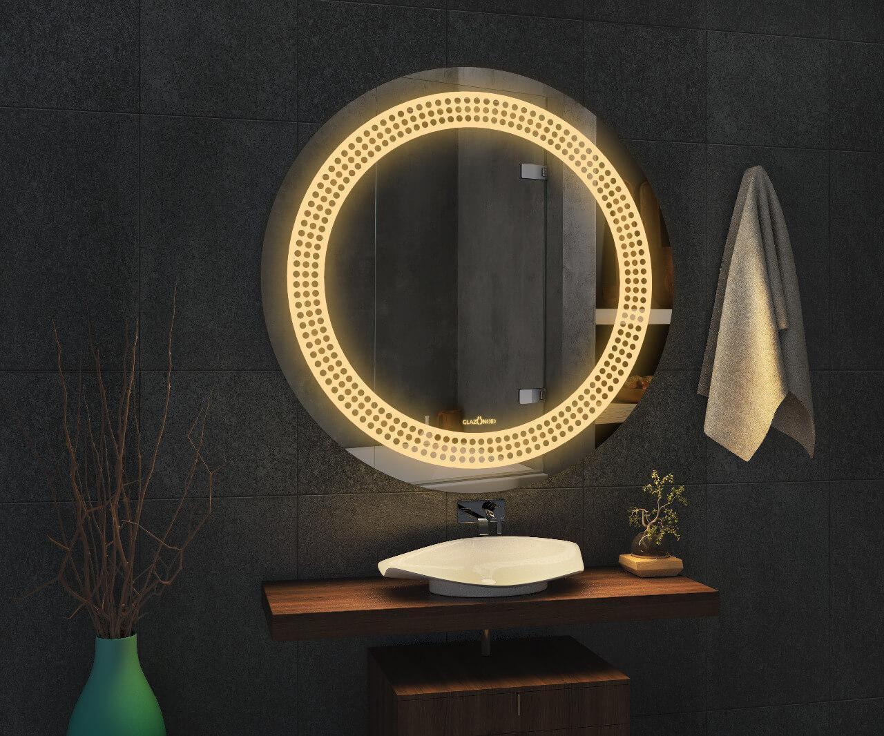 rounded LED mirror for washroom