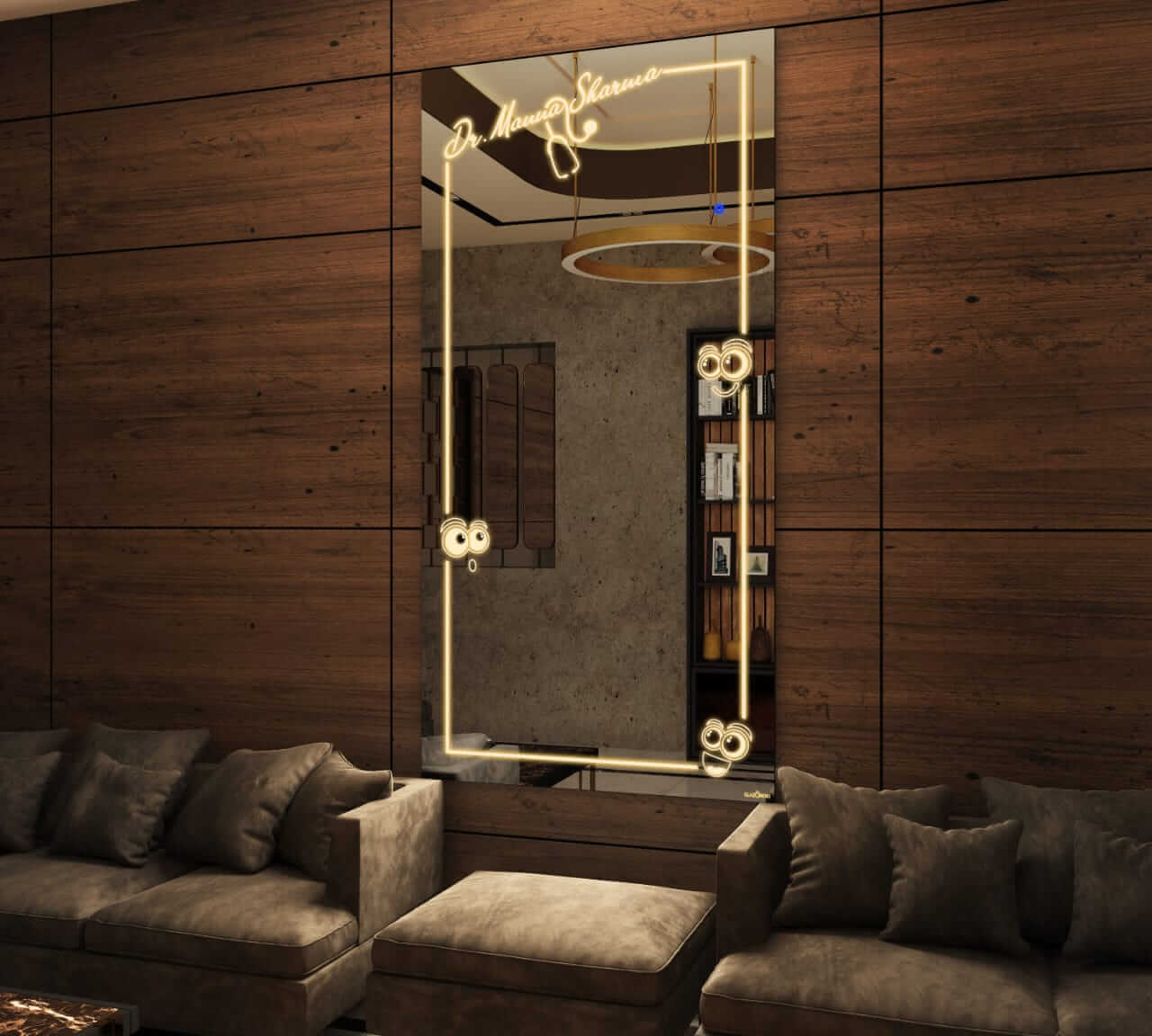 full size living room mirror with lights