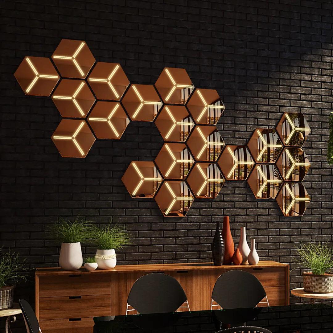 honeycomb Wall Mirror for Living Room