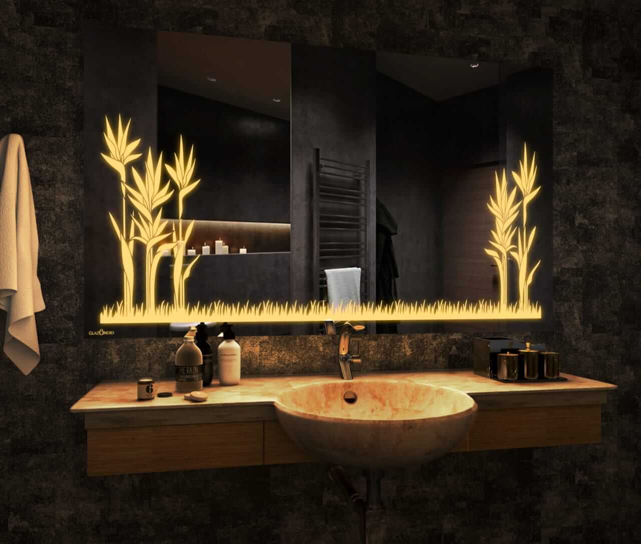Foliage rectangular bathroom mirrors