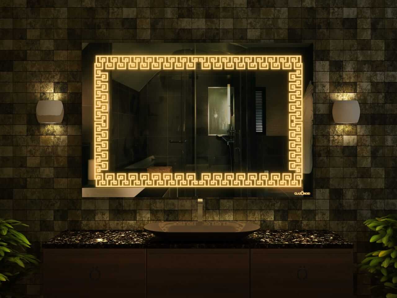 Fretwork rectangle Led mirror