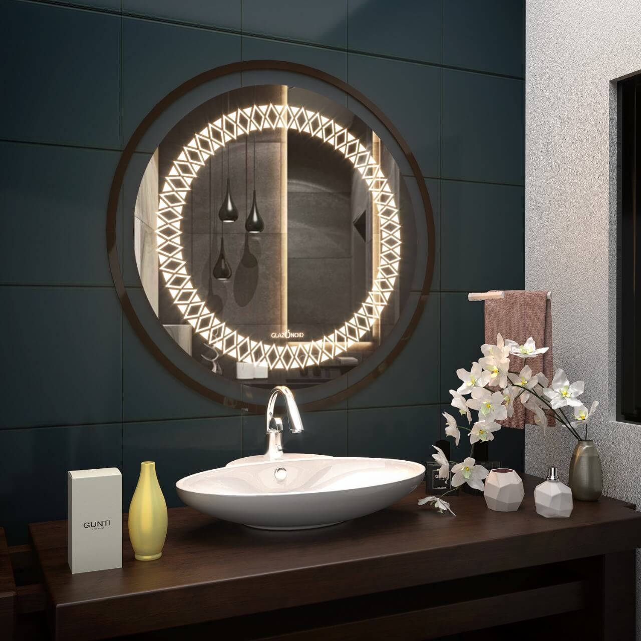 round decorative wall mirrors with led lights