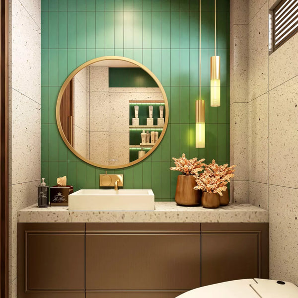 Round PVD Stainless Steel Mirror | Corrosion Free | Waterproof | Premium Quality | Glazonoid